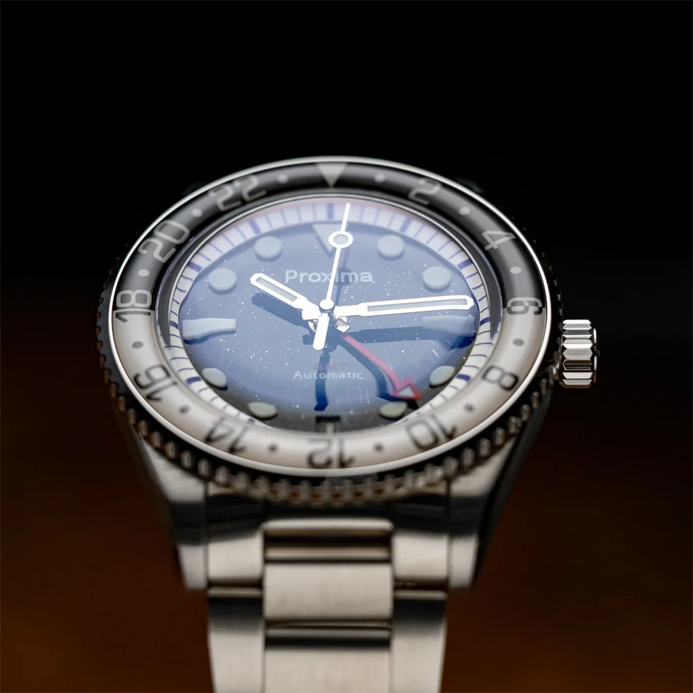 Proxima PX1720 39mm NH34 GMT Men Luxury Watch Aventurine Gemstone Dial Automatic Mechanical Sapphire 200M Waterproof Luminous