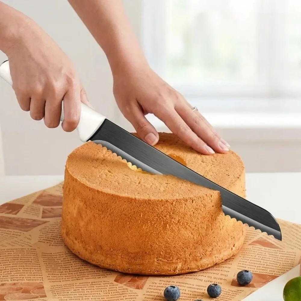 Professional Bread Knife 3CR13MOV Stainless Steel Cake Slicer with Fine Serrations Non Falling Bread Slicer Reusable