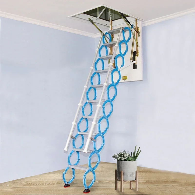 

loft Ladder alloy Hole Retractable Folding attic Stairs Pull Down Ceiling ladder Hinges for 6.56 ft-13.12ft Aluminum