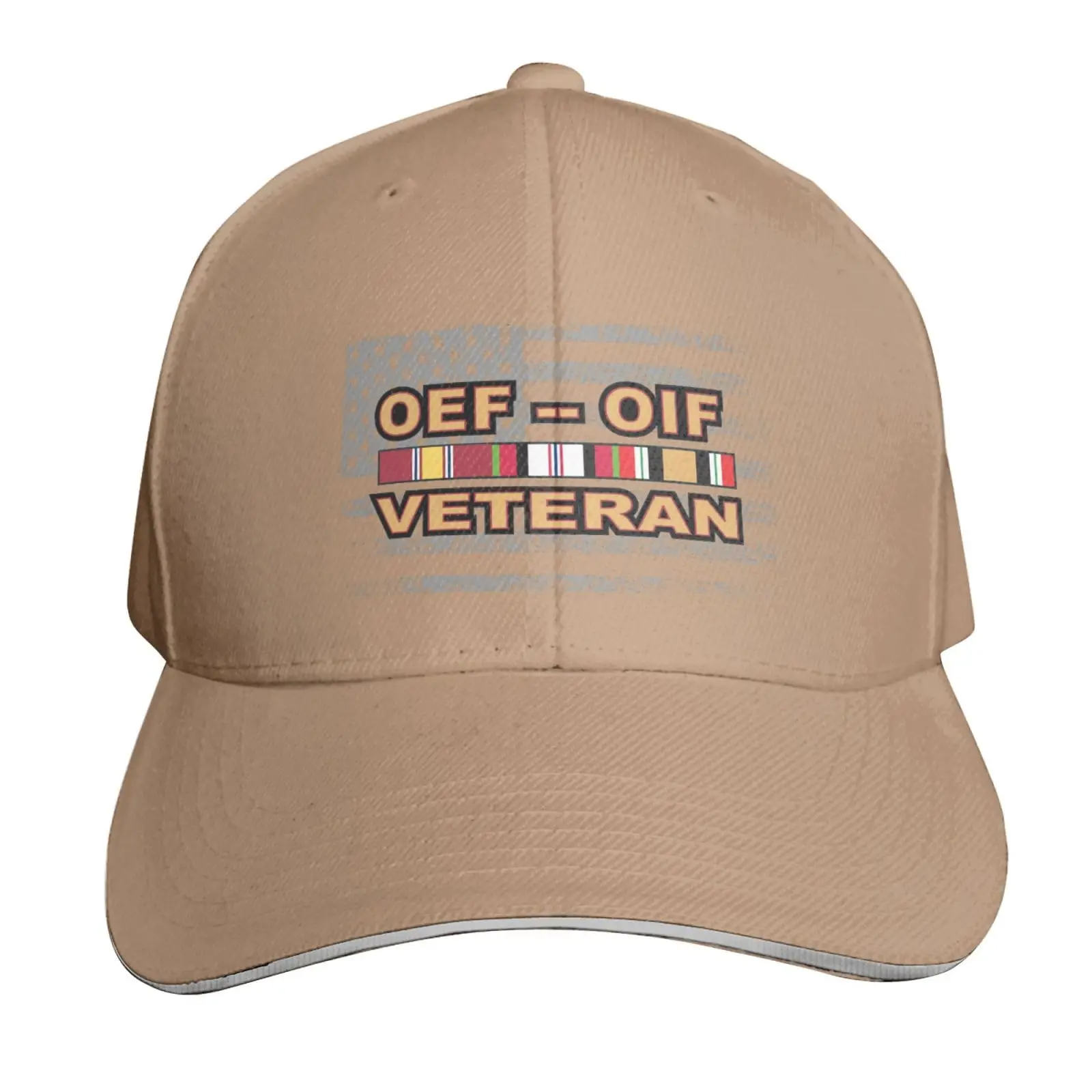 Operations Enduring Freedom (OEF) and Iraqi Freedom (OIF) Veteran Hat Baseball Cap Duck Tongue Cap Adult Sandwich Hat Natural