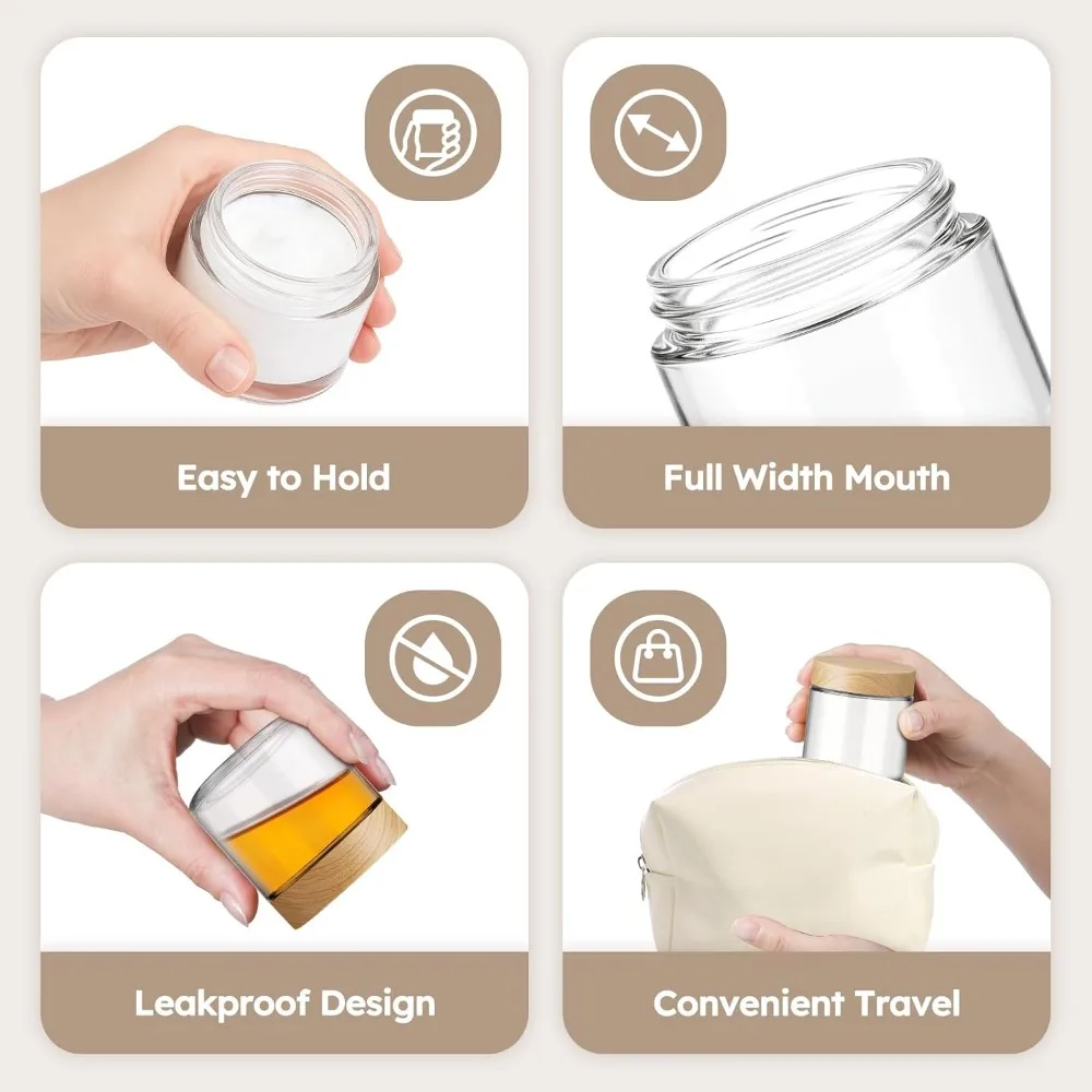 برطمانات شموع زجاجية صغيرة مع أغطية من الخيزران، 48 عبوة، حاويات فارغة لعينات مستحضرات التجميل، لوازم الحرف اليدوية