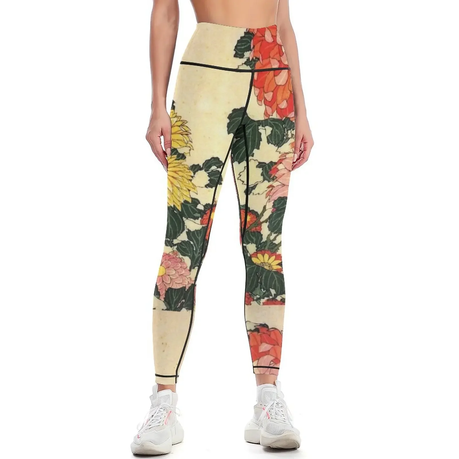 

Chrysanthemum and Bee' by Katsushika Hokusai (Reproduction) Leggings for physical Sweatpants sports for trousers Womens Leggings