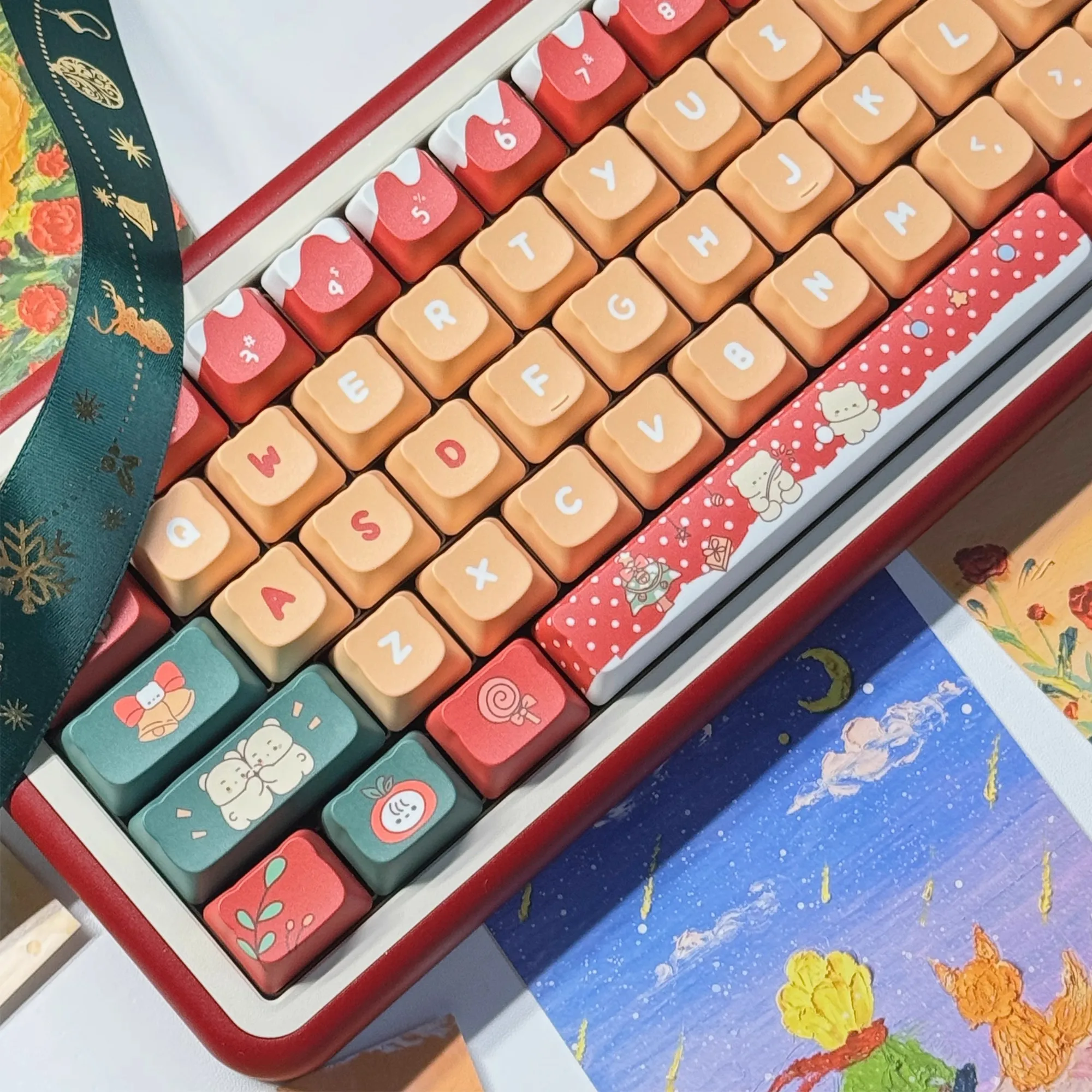 

PDA 139 Keys Merry Christmas Theme Keycaps Cherry Profile Keycap ISO PBT Dye Sub for MX Switch DIY Layout Mechanical Keyboard