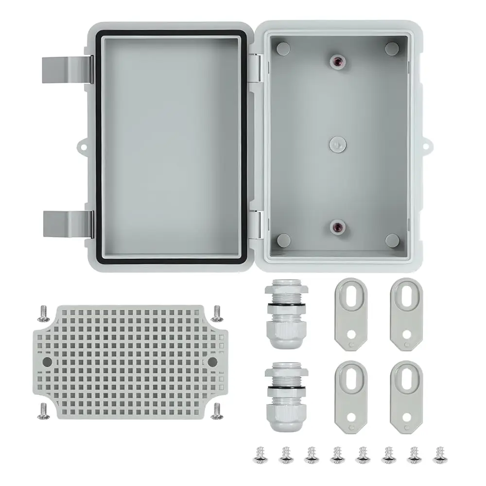

Outdoor Electrical Junction Box Waterproof IP65, Thicken ABS Plastic Project Enclosure Weatherproof with 1 Grid Mounting Plat