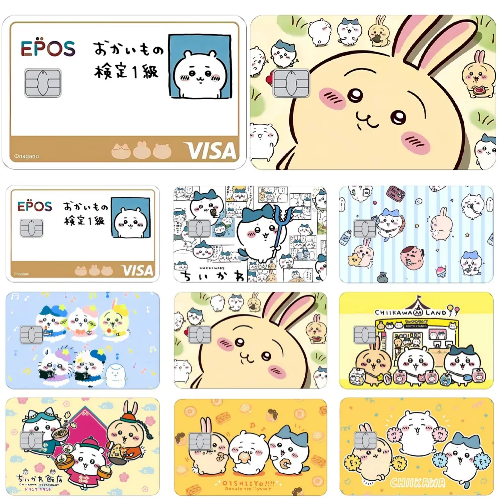 

Kawaii Chiikawa Small Chip Debit Card Thin Film Skin Cartoon Hachiware Usagi Cute Credit Card Waterproof Decorative Stickers