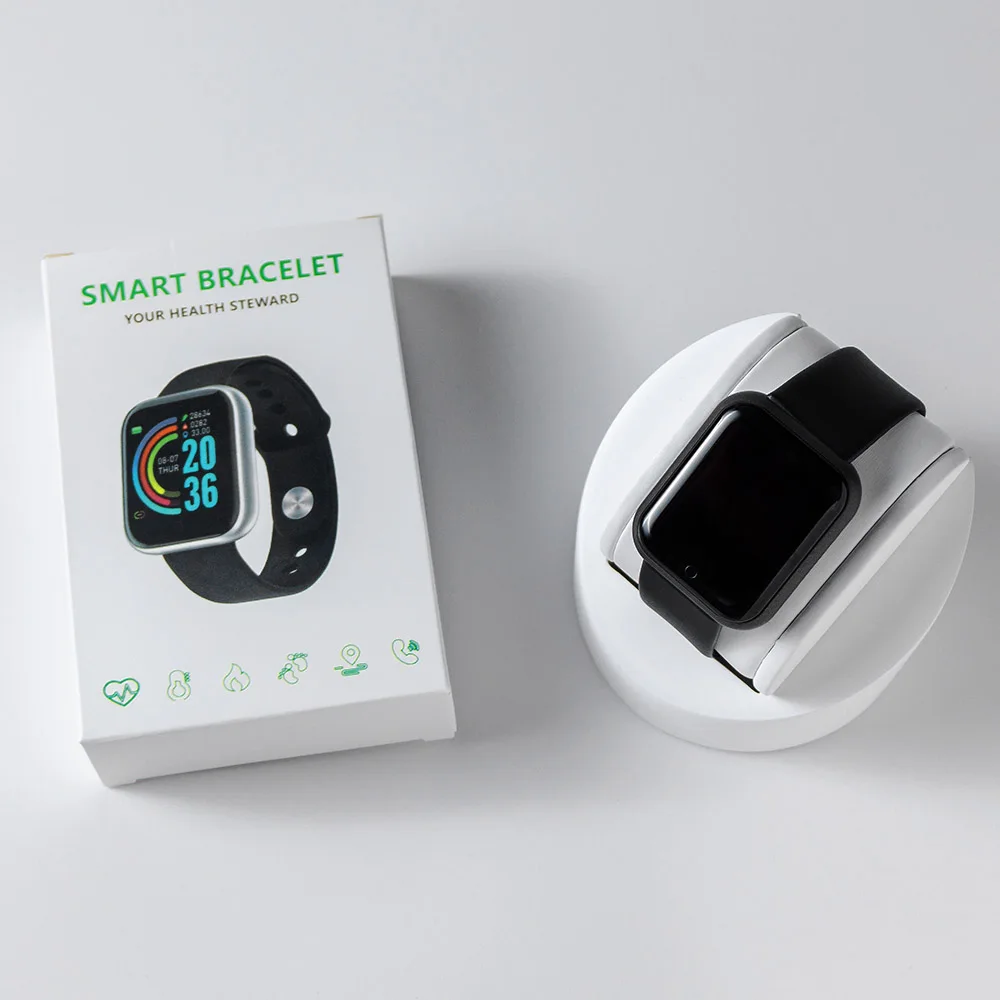 IcreativeY68-reloj inteligente D20 para hombre y mujer, accesorio de pulsera deportivo con control del ritmo cardíaco, compatible con Bluetooth, compatible con Android e IOS