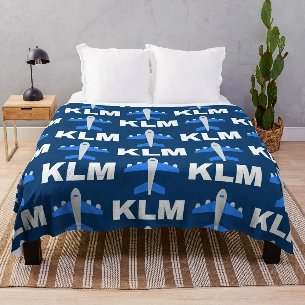 

KLM Royal Dutch Airlines Throw Blanket Soft Bedroom Blanket for Night Sleeping