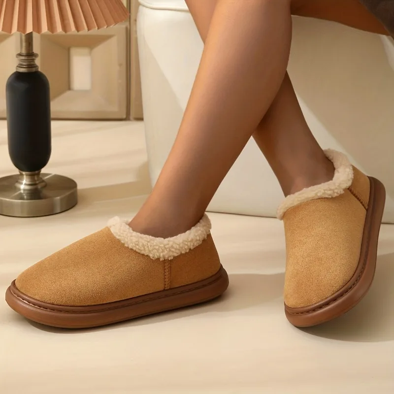 الشتاء أزياء المرأة رقيق سميكة سوليد عارضة أحذية سميكة سوليد داخلي المضادة للانزلاق ودافئة مع بطانة الفراء الأحذية