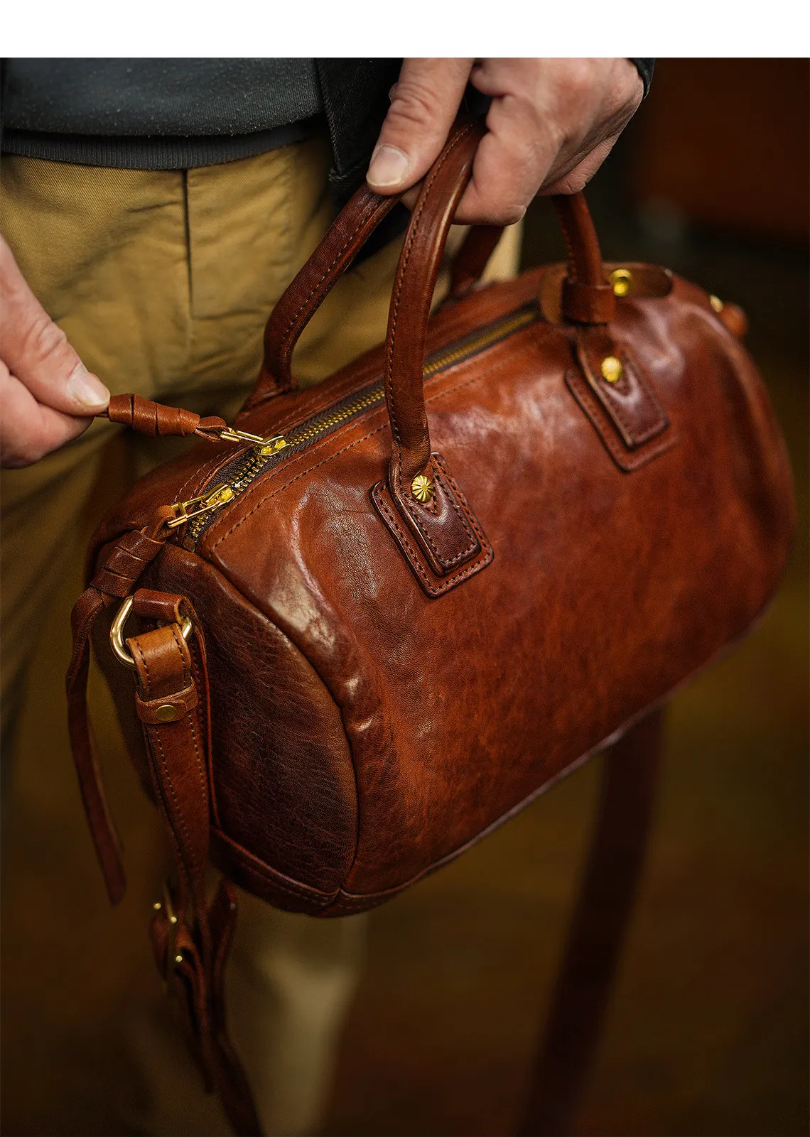 PNDME einfache Vintage-Hochwertige Herrenhandtasche aus erstklassigem Rindsleder für Wochenend-, Alltags- und Partyzwecke, luxuriöse Echtleder-Umhängetasche – Detail 11