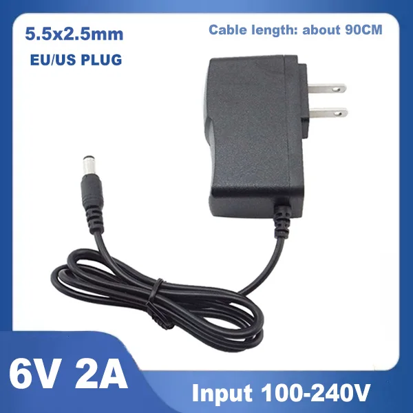 DC 6V 2A Power Adaptor AC 110V-240V Converter Power Supply Router Adapter 5.5*2.5 mm for Printers LED Lighting CCTV Camera M20