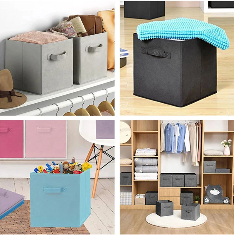 Zusammenklappbare Würfel-Aufbewahrungsbox aus Vliesstoff, Aufbewahrungsbox für Haushaltsbedarf, Schrank und Spielzeug, Kleidung-Bücherregal-Aufbewahrungsbox – Detail 5