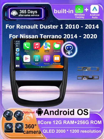 Carplay Android 16 Auto For Renault Duster 1 2010 - 2014 For Nissan Terrano 2014 - 2020 Car Radio Multimedia Player Navigation