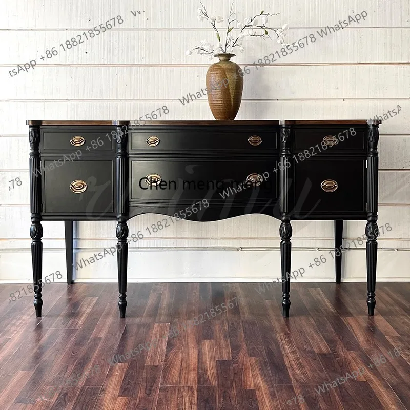 

American retro solid wood porch cabinet foyer contrasting color partition cabinet rural living room porch