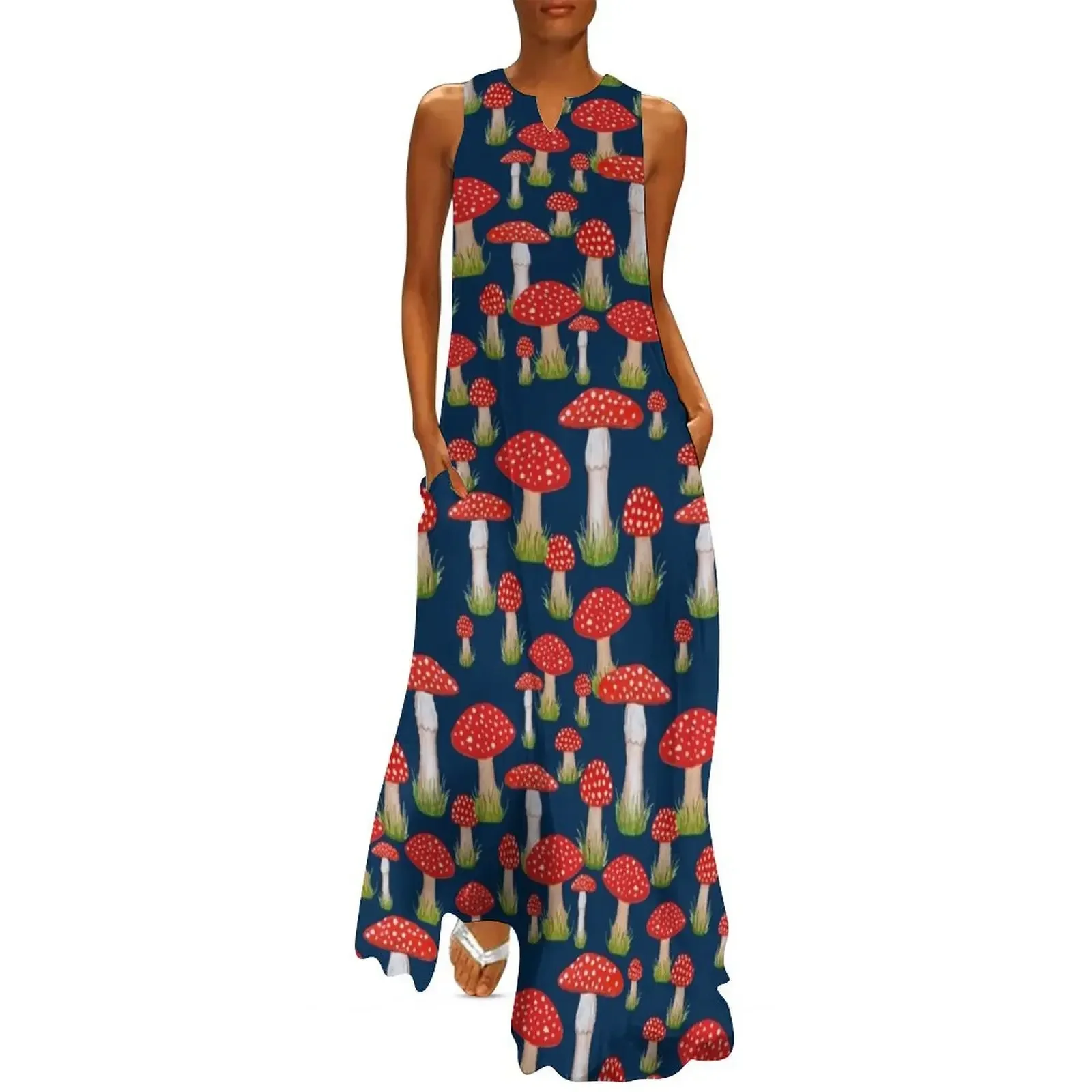 

red mushrooms and red toadstools Long Dress dresses summer women's summer jumpsuit cute dress Dress