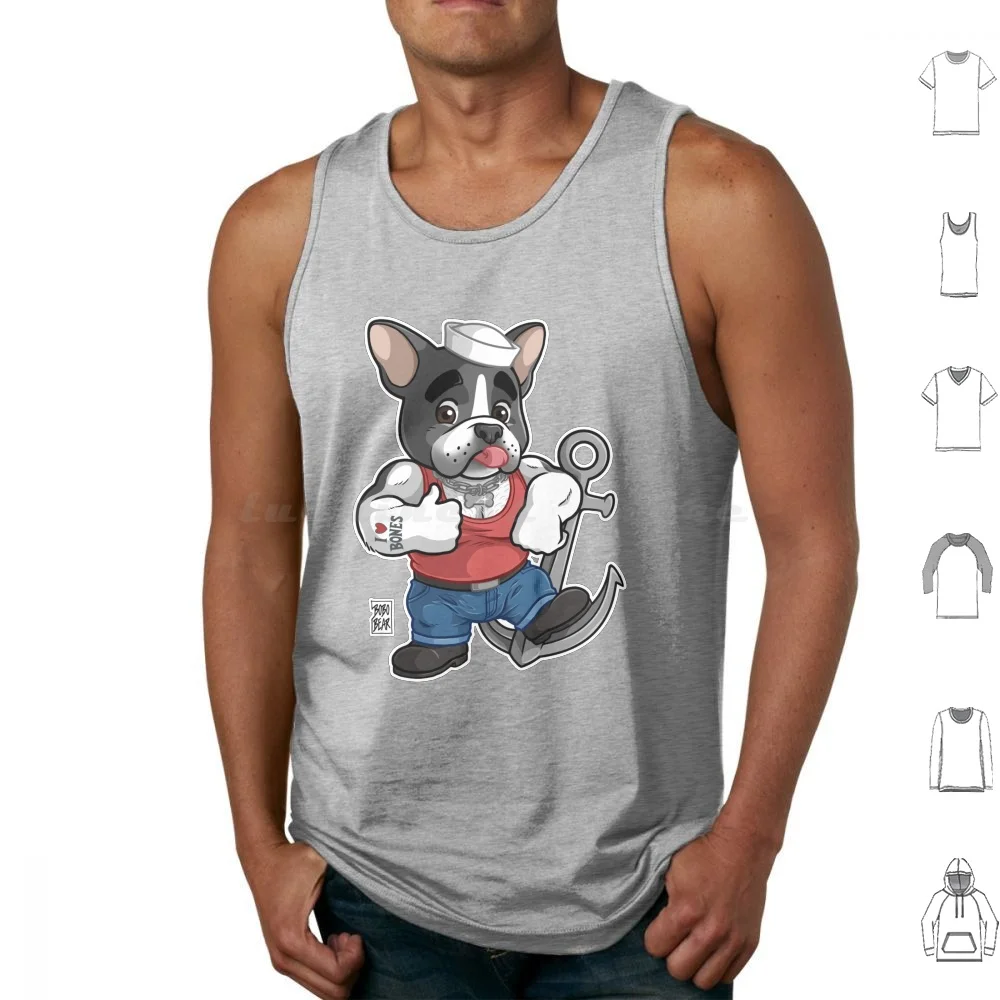 Frisky Frenchie ( Black & White )-Bearzoo Series Tank Tops Vest Sleeveless Bobobear Bobobearart Bobo Bear Bear Bear Week Bear