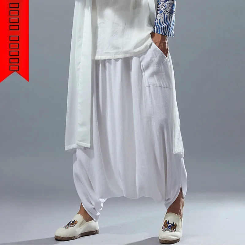 

Men's Yoga Pants Dance Tai Chi Hemp Pants Loose Waist Long Trousers Faion Urban Sle Breathable Comfortable All Season