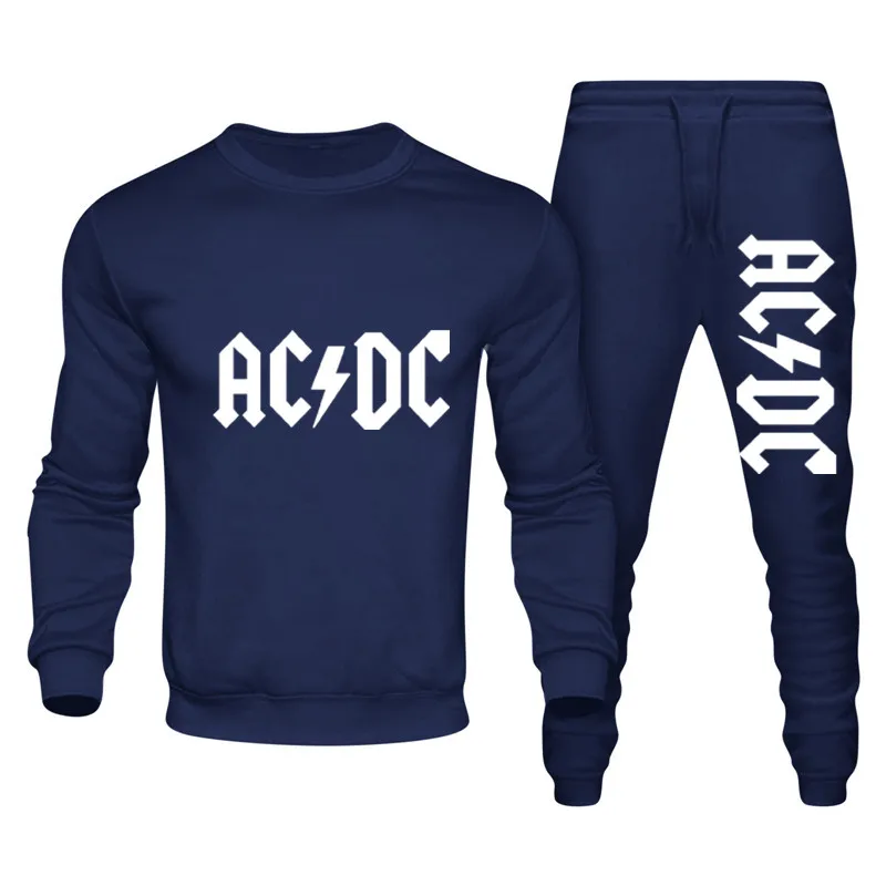 New 2 piece sportswear AC&DC men\'s sweatshirt pants pullover hoodie sportswear suit casual Streetwear sports men\'s clothing