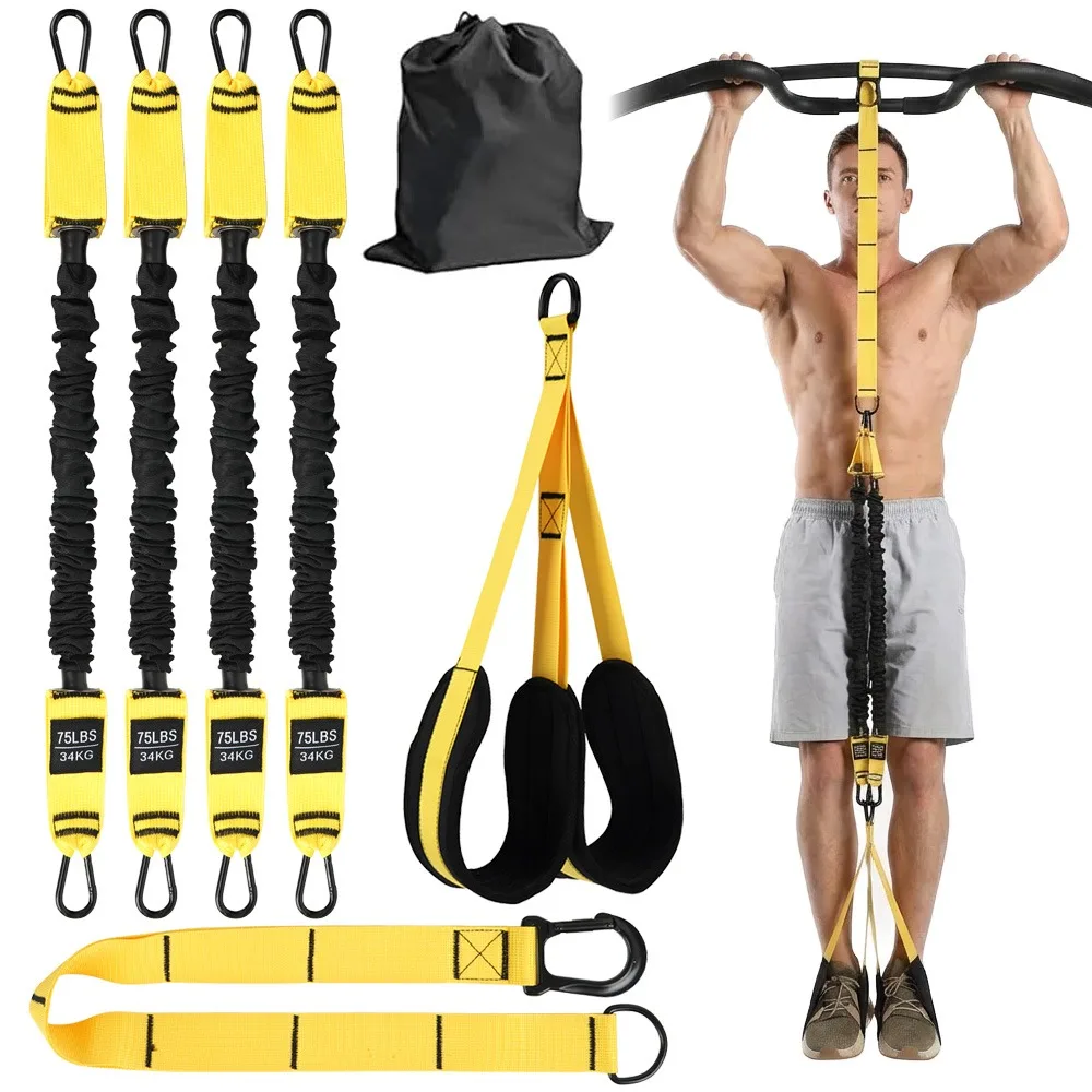 Klimmzug-Trainingsbänder mit einstellbarem Widerstand und Höhe, robustes Unterstützungsband mit zwei stabilen Fußstützen für Klimmzug-Training für Anfänger – ideal für Fitness-Neulinge,