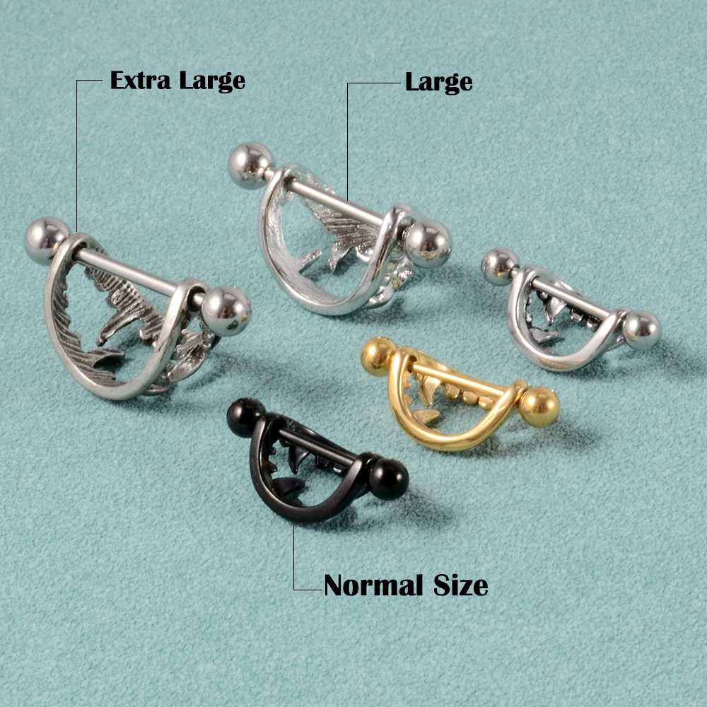 2Pcs 14G Sexy Teeth Nipple Ring Shield Cover Barbell Nipple Piercing Bar for Women Surgical Steel Breast Body Piercing Jewelry