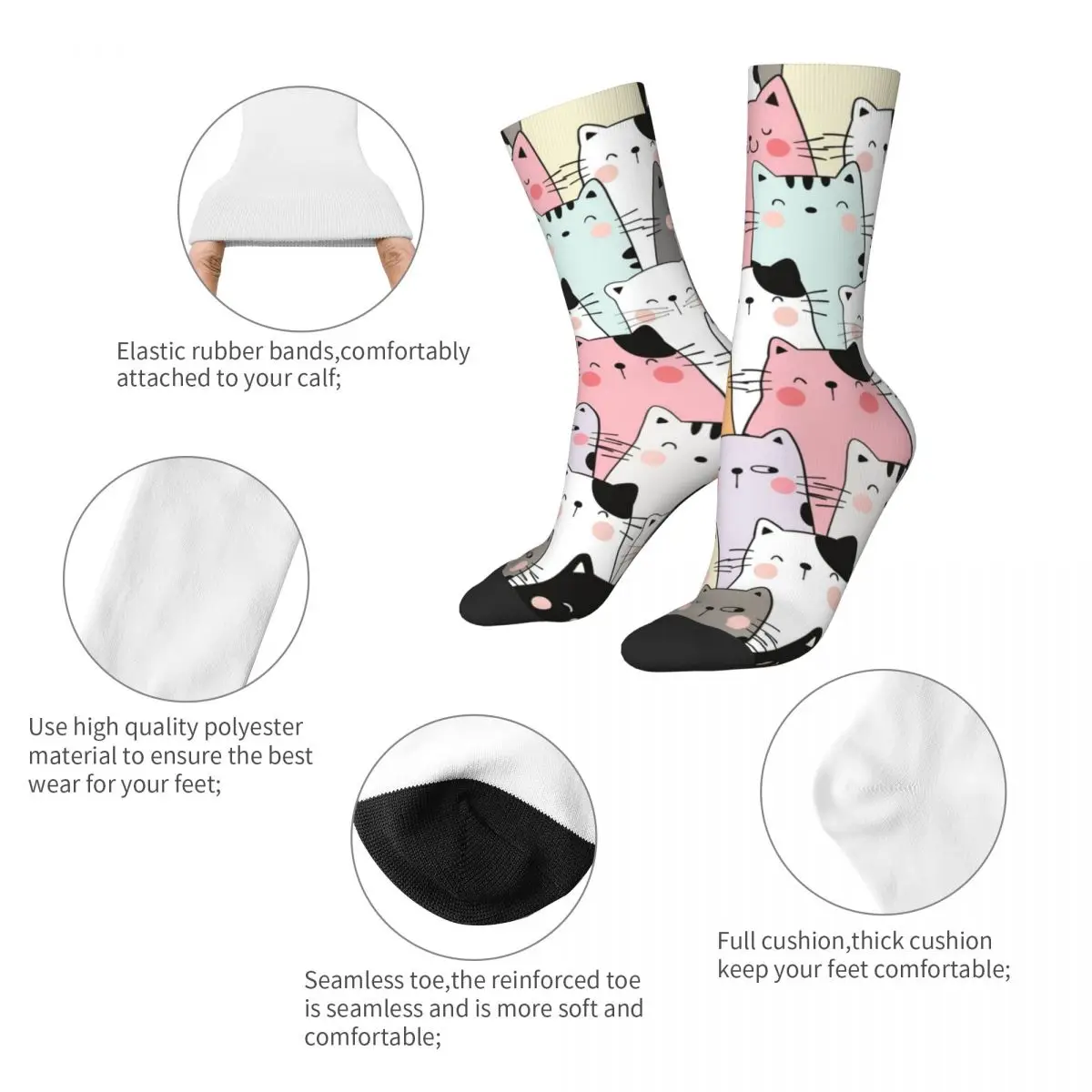 القط الأرض جوارب الرجال Kawaii الحيوانات الأليفة الجوارب جودة العصرية الجوارب الشتاء الدراجات عدم الانزلاق تصميم الجوارب هدية عيد ميلاد