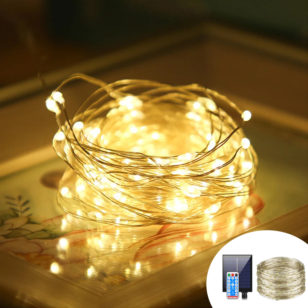 Upgraded Durable Solar Lights Outdoor LED String Lights Larger Solar Panel 1200mAH Battery,Christmas Tree Windows Party Decor