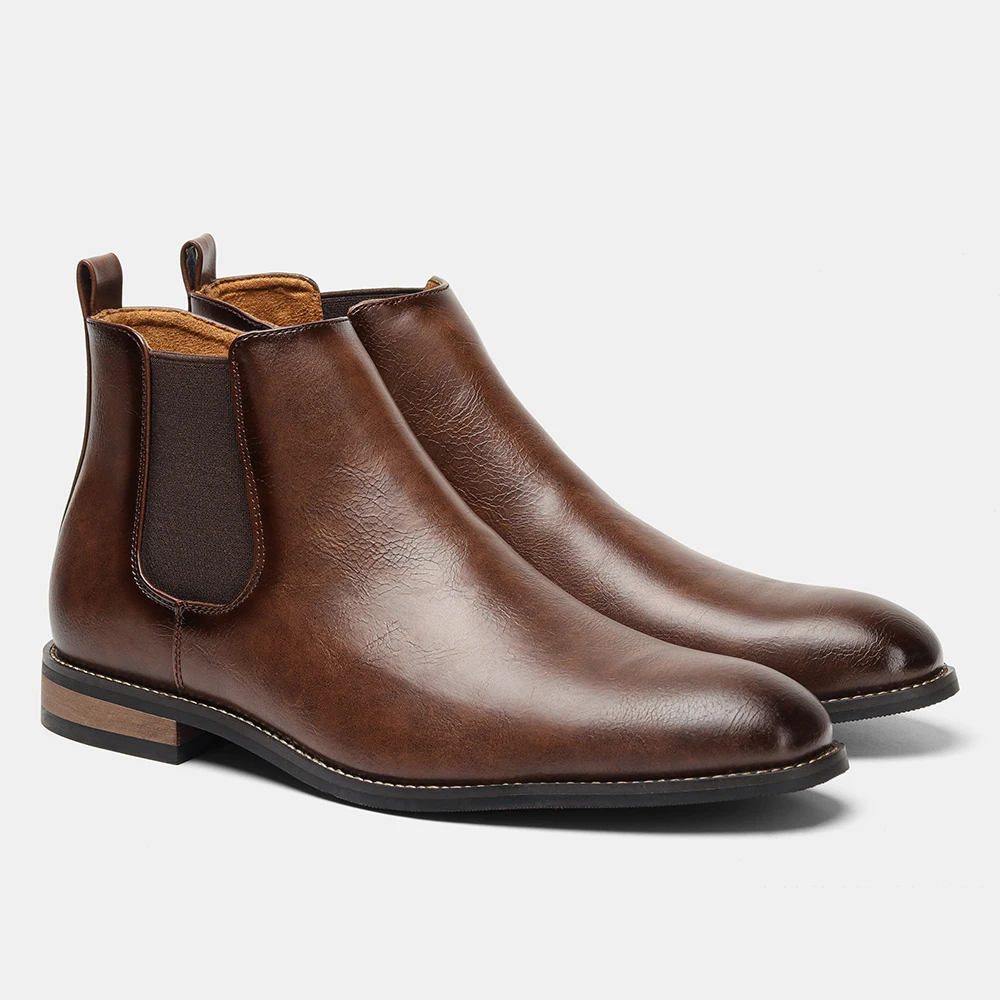 Chelsea-Stiefel für Herren, elastische Seitenstiefel, Herrenstiefel, Smart-Casual-Stiefel für Männer, niedriger Absatz, elastischer Seitenverschluss zum Anziehen. – Detail 6