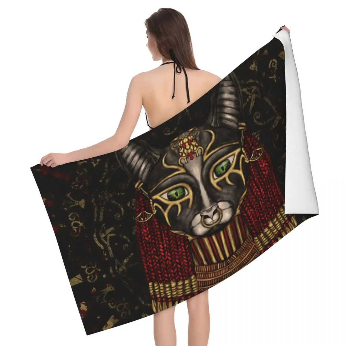 

Bastet Egyptian Goddess Beach Bath Towel Microfiber Ancient Egypt Travelling Swimming Camping Towels