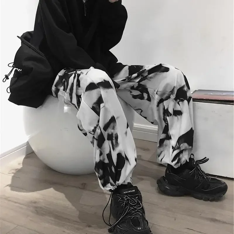

2023 Pants Tie Dye Harajuku Streetwear Wide Leg Women High Waisted Trousers Punk Oversize Aesthetic Korean Fashion Y2k Clothes