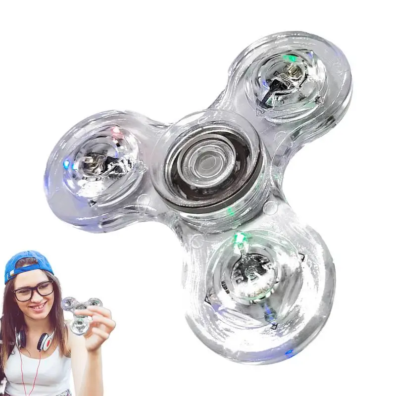 

Fidget Spinner LEDLight Up Crystal Finger Toy Boutique Pinwheel Accent Multicolor Bubble PushPopIt Relieves Stress Toy For Kids