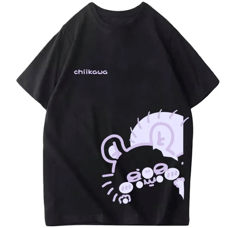 Chiikawa Playful Daily Comic Print T-Shirt, Unisex, lockerer O-Ausschnitt, lässiges Sommer-Kurzarmshirt, trendiges Harajuku-Streetwear-Oberteil für den Alltag – Detail 6