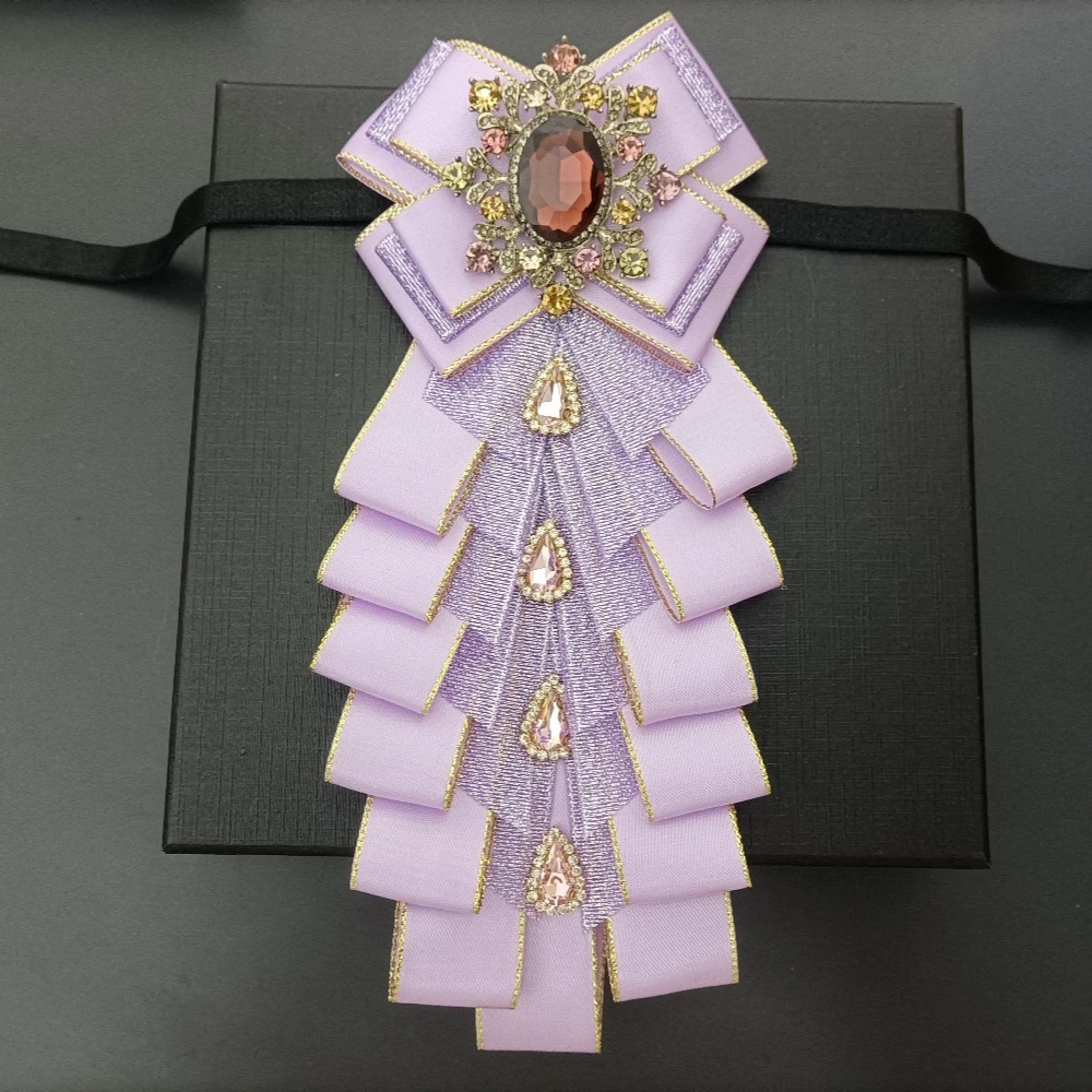 Original Design Retro Herren Hemd Schleife Strass Brosche Reiner handgemachter Schmuck Geschenk Damen High-End Hochzeit Kragen Blumenschleifen – Detail 5