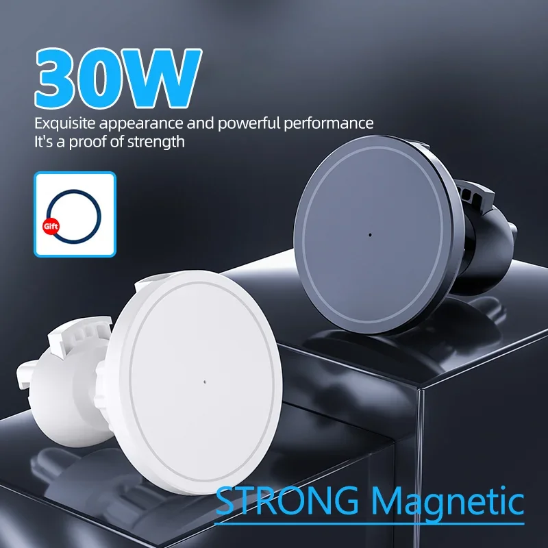 30W Magnetic Car Mobile Phone Holder Stand Wireless Charger For iPhone 15 14 13 12 Pro Max Mini Air Vent Fast Car Charging Stand