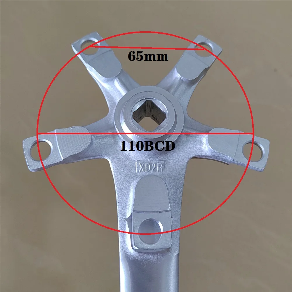 Folding Road Bike Crankset BMX Parts Attachments Alloy 5 Nail Square Hole 152mm BMX 110BCD Silver