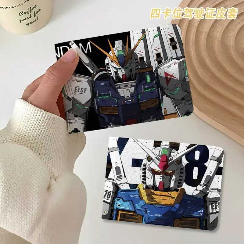 Gundam, tarjetero de cuero PU a la moda, caja para tarjetas de crédito bancarias de Anime, funda para tarjetas delgadas con múltiples ranuras, billetera para mujeres y hombres, funda para tarjetas de regalo