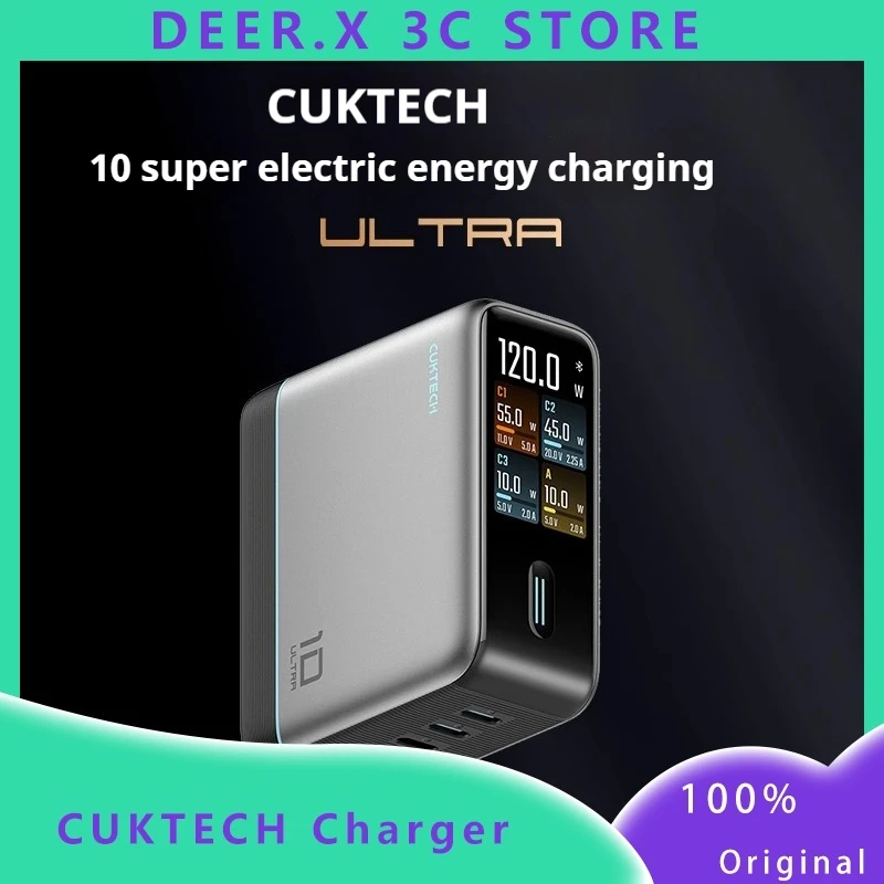 CUKTECH 10 Super Electric Energy Charger PD3.0 Ultra-120W GaN Multi-Port Fast Charger with Screen for iPhone 16/MacBook/Xiaomi15