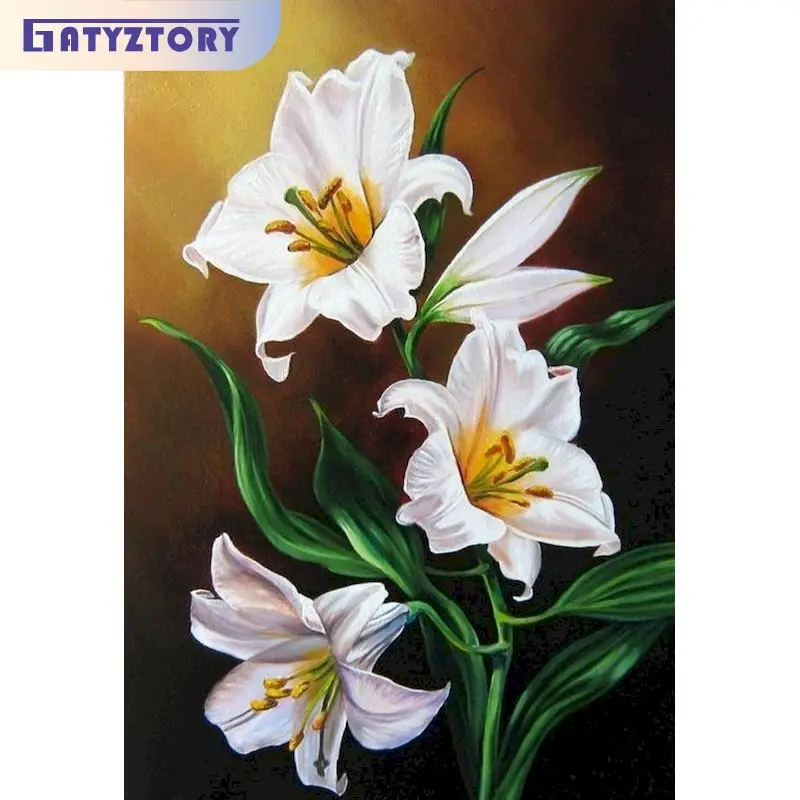 GATYZTORY Crystal Diamond Painting With Frame Embroidery Diamond Colorful Flowers Mosaic Diamond Wall Art For Adults Cross Stitc