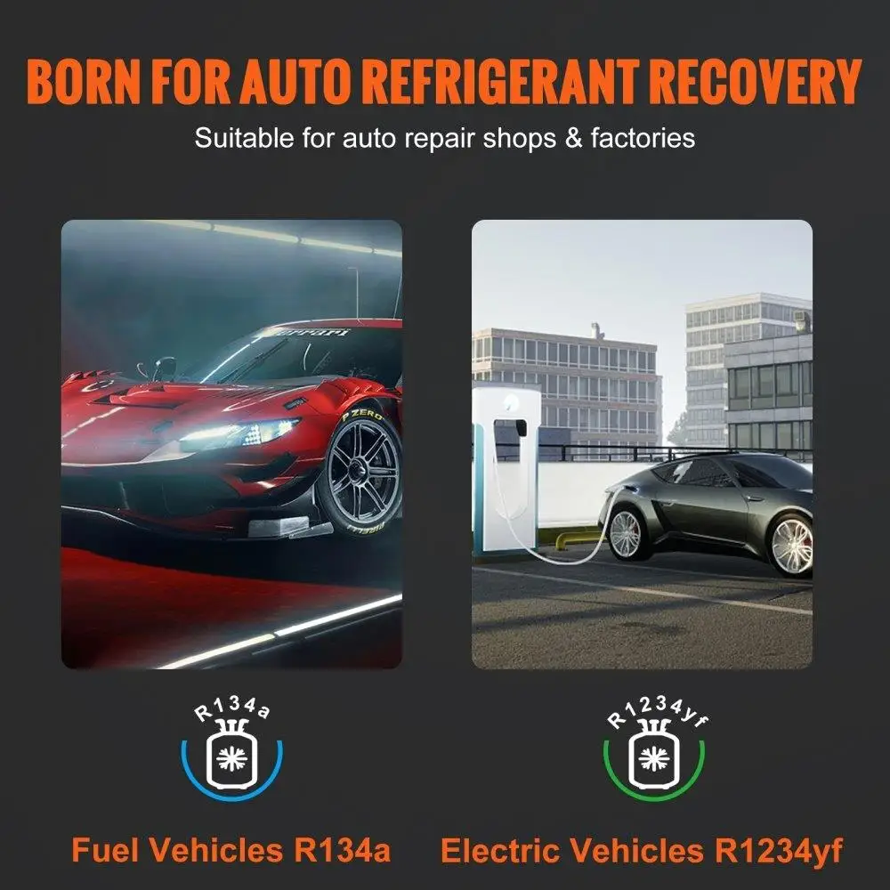 Vollautomatische Kältemittel-Rückgewinnungsmaschine – AC-Rückgewinnungsmaschinen-Set mit zwei Zylindern, eingebautem Kompressor/elektronisch