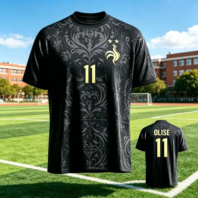 2026-2027 Neues Trikot im Fan-Design von Frankreich, T-Shirt Mbappé # 10, Dembélé # 7-Kinder, Erwachsene, Sport- & Freizeit-Tops T-Shirt Eltern-Kind – Detail 7