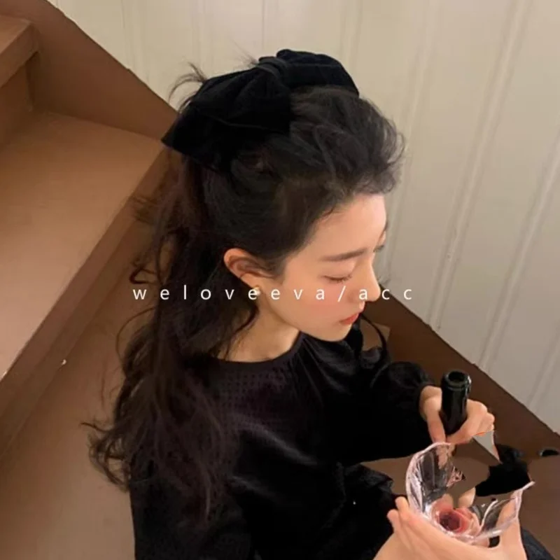 Velvet bow hair clip back head hair accessories top clip spring clip hair clip ponytail clip Korean headwear female