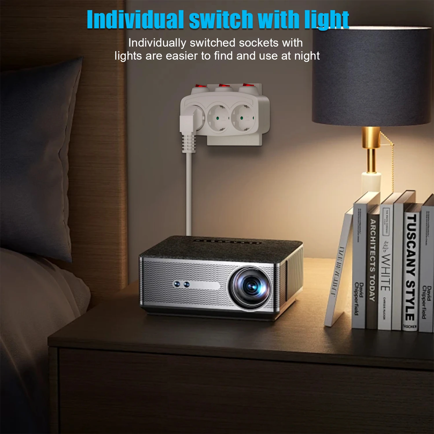 3-socket adapter with switch, 3-socket plug adapter, multi-socket with switch, socket distributor