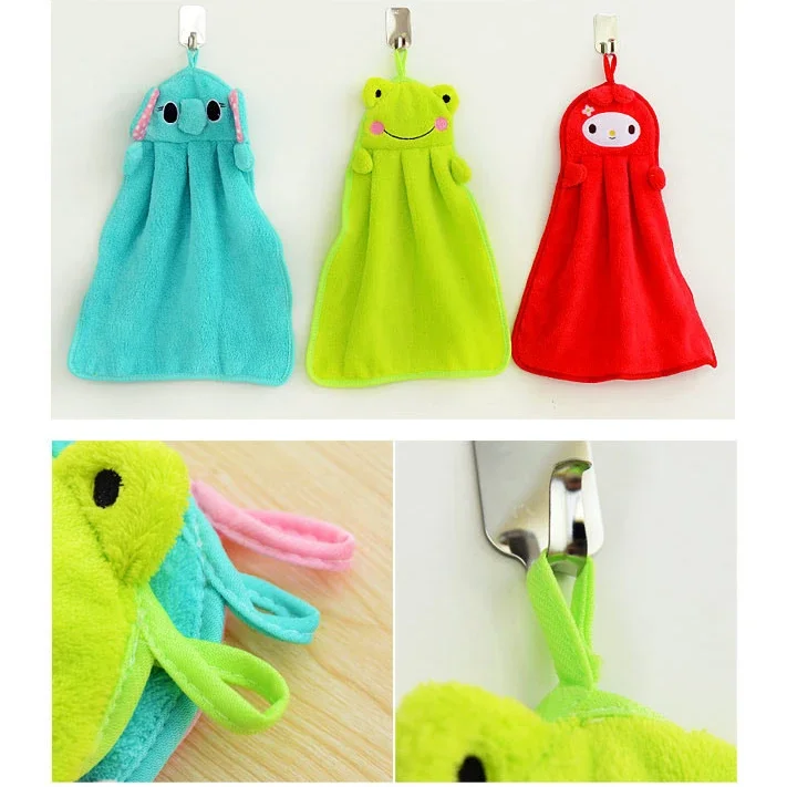 New Cartoon Microfiber Hand Dry Towel for Kids Soft Plush Fabric Absorbent Hang Towel Kitchen Bathroom Bath Wipe Children