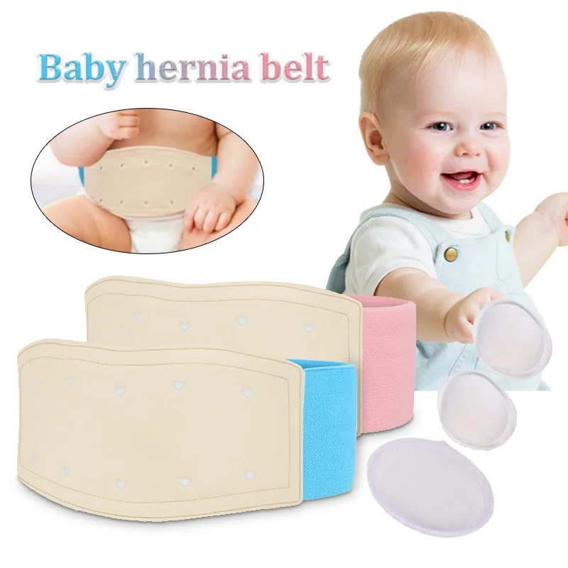 Cinto de hérnia umbilical inguinal infantil, adesivos de suporte para umbigo, tratamento de umbigo para bebê recém-nascido com 3 almofadas de hérnia
