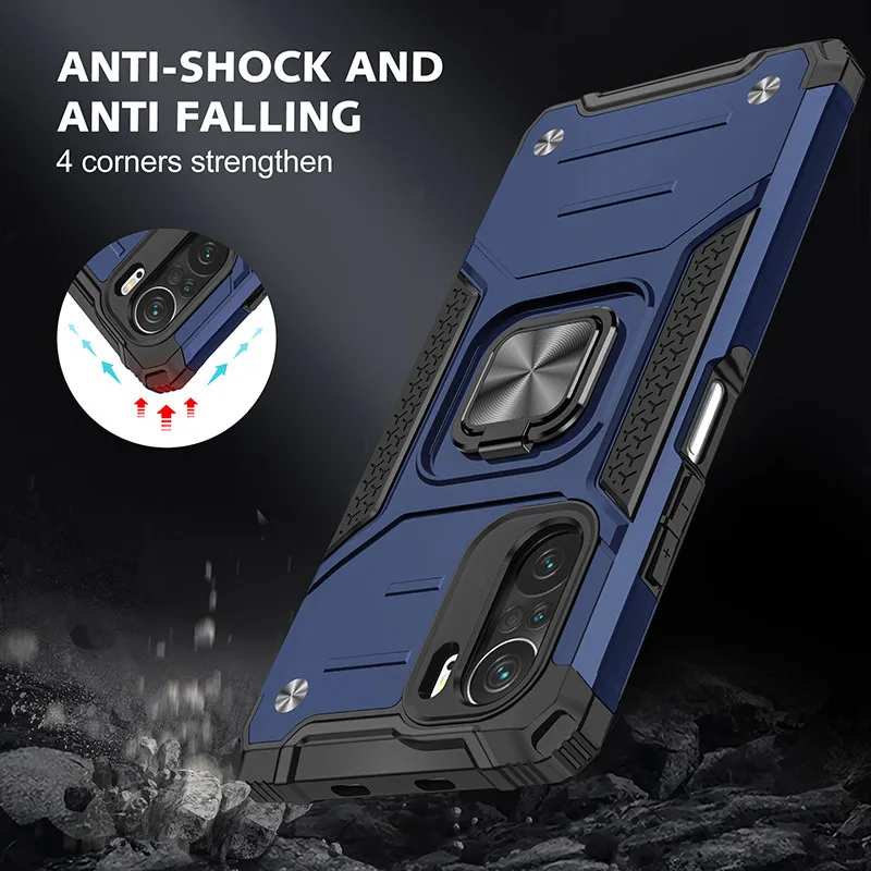 

Armor Shockproof Case For Xiaomi Redmi K40 K40 Pro Mi 11i 11X Car Holder Ring Stand Phone Case for Pocophone POCO F3 Back Cover