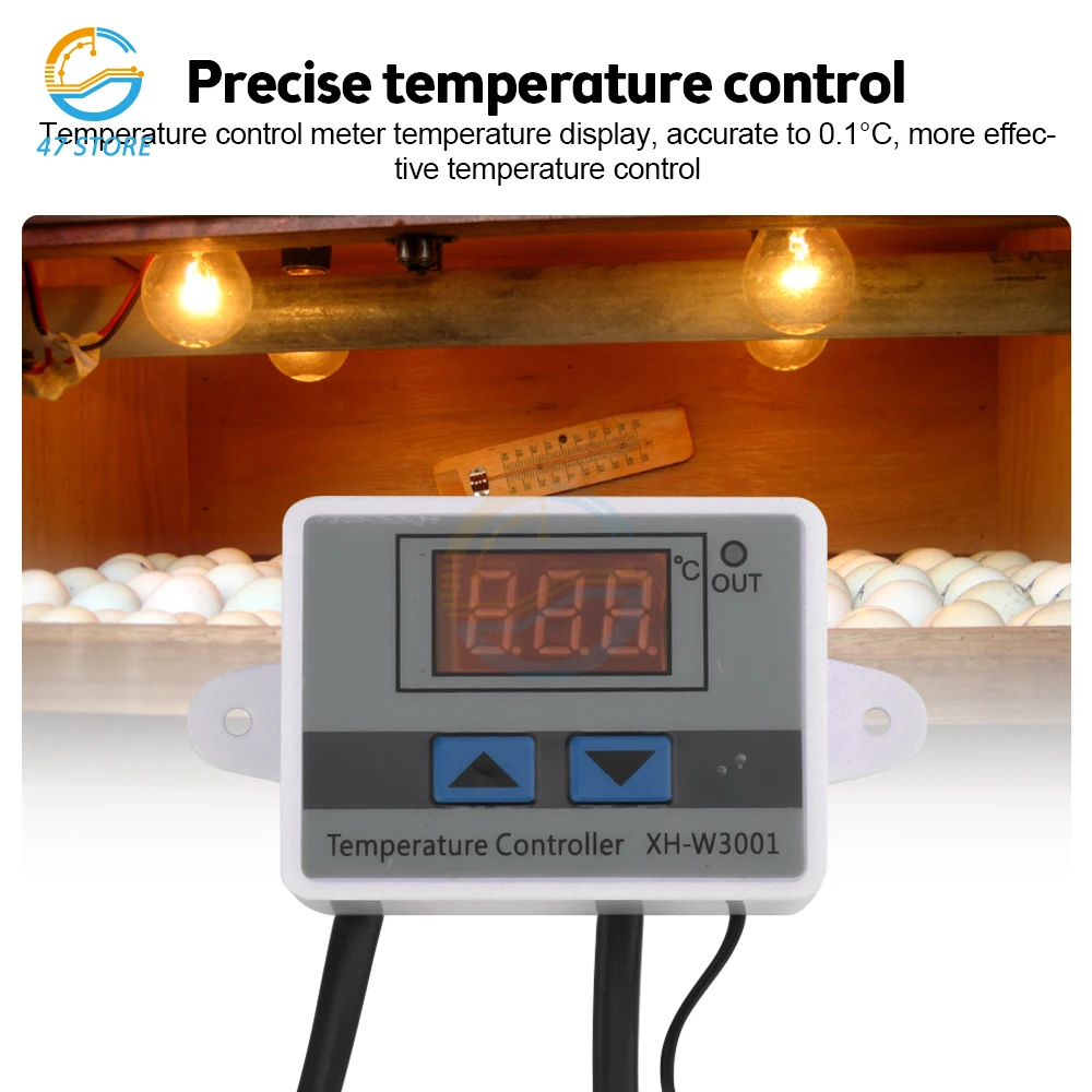 W3001/W3002 AC 110-220V Digital LED Temperature Controller Module Digital Thermostat With Waterproof Probe Electronic Thermostat