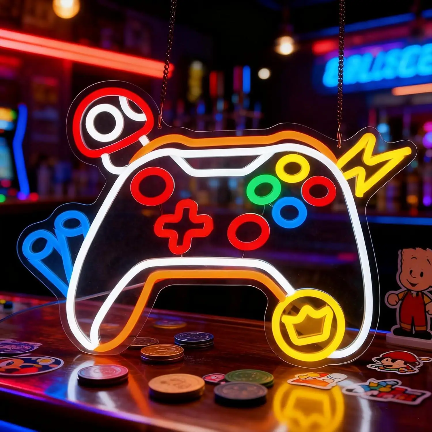 Gamer Neon Sign Game Controller LED Lights for Gamer Room Decor Dimmable Gaming Sign for Boys Bedroom eSports Room Man Cave Gift