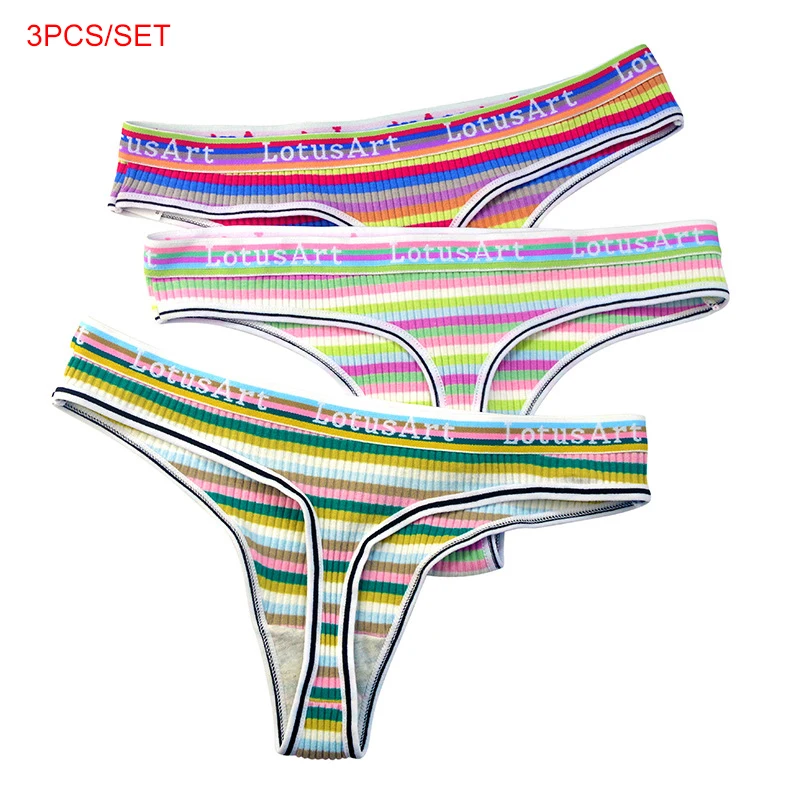 3pcs/Set Colorful Low Waist Cotton Panties for Women Panties Lingerie Breathable Female Girl Briefs Comfortable Pants