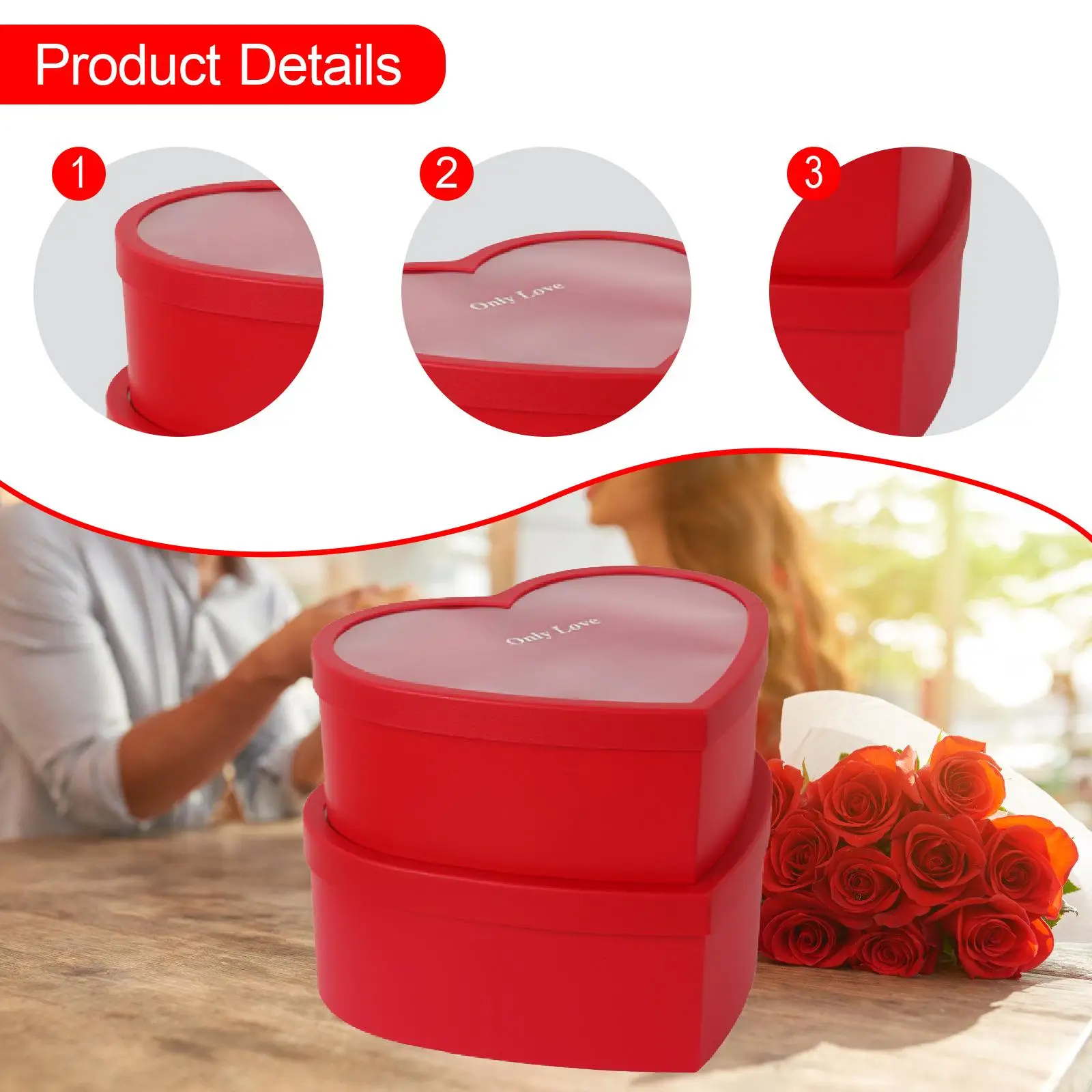 Cajas en forma de corazón con tapas transparentes, embalaje de regalo, Chocolate vacío, 2 uds.