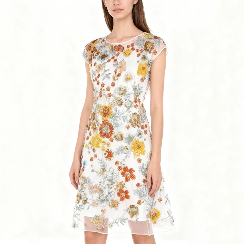 1yard Heavy Sequin Embroidery Lace Fabric Bride Wedding Dress DIY Cloth Cheongsam Handmade Sewing High Quality Mesh Fabric