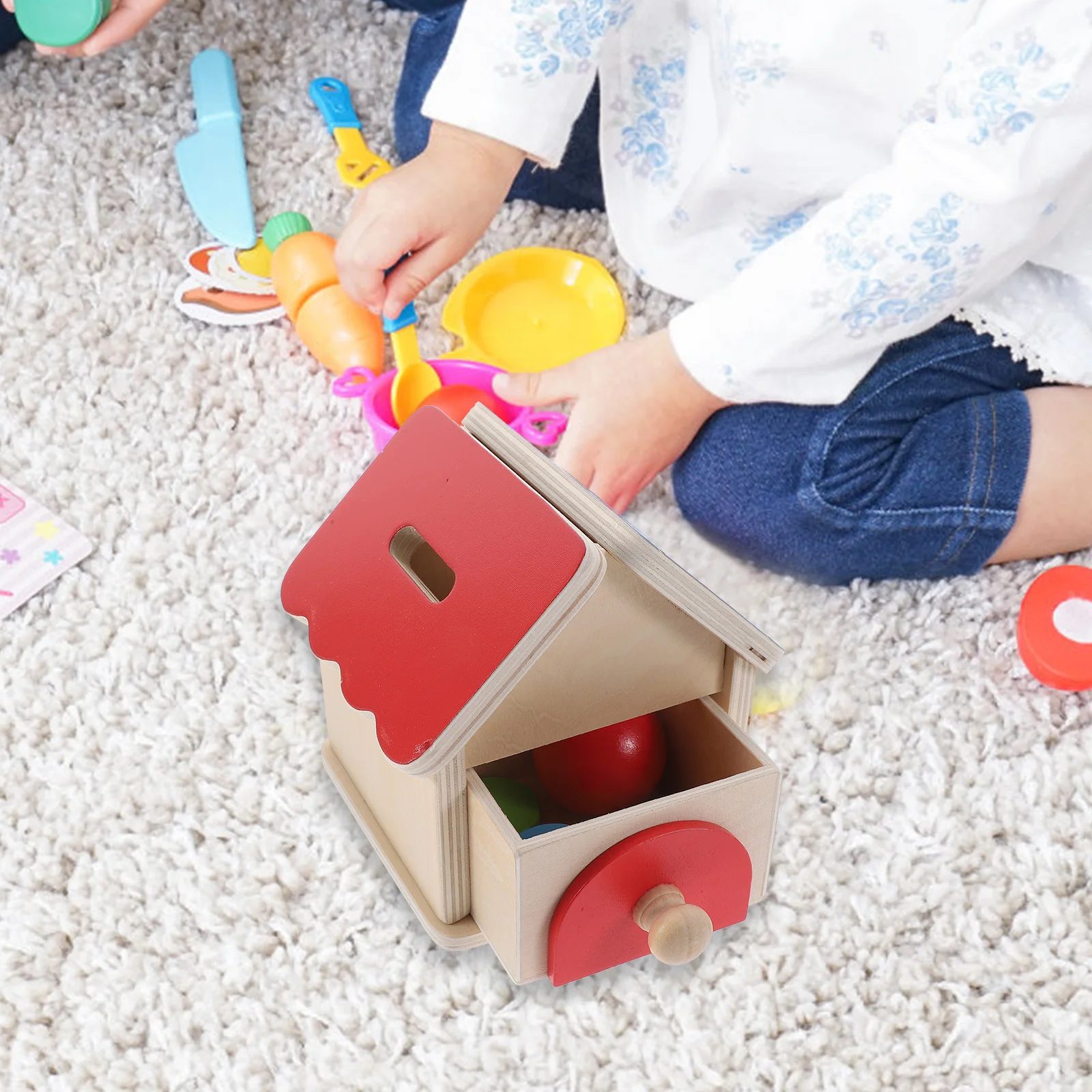 1 conjunto 1 conjunto de bola de moeda de madeira caixa de correspondência habilidades motoras finas classificação resistente brinquedo educativo para crianças mão olho coordenação