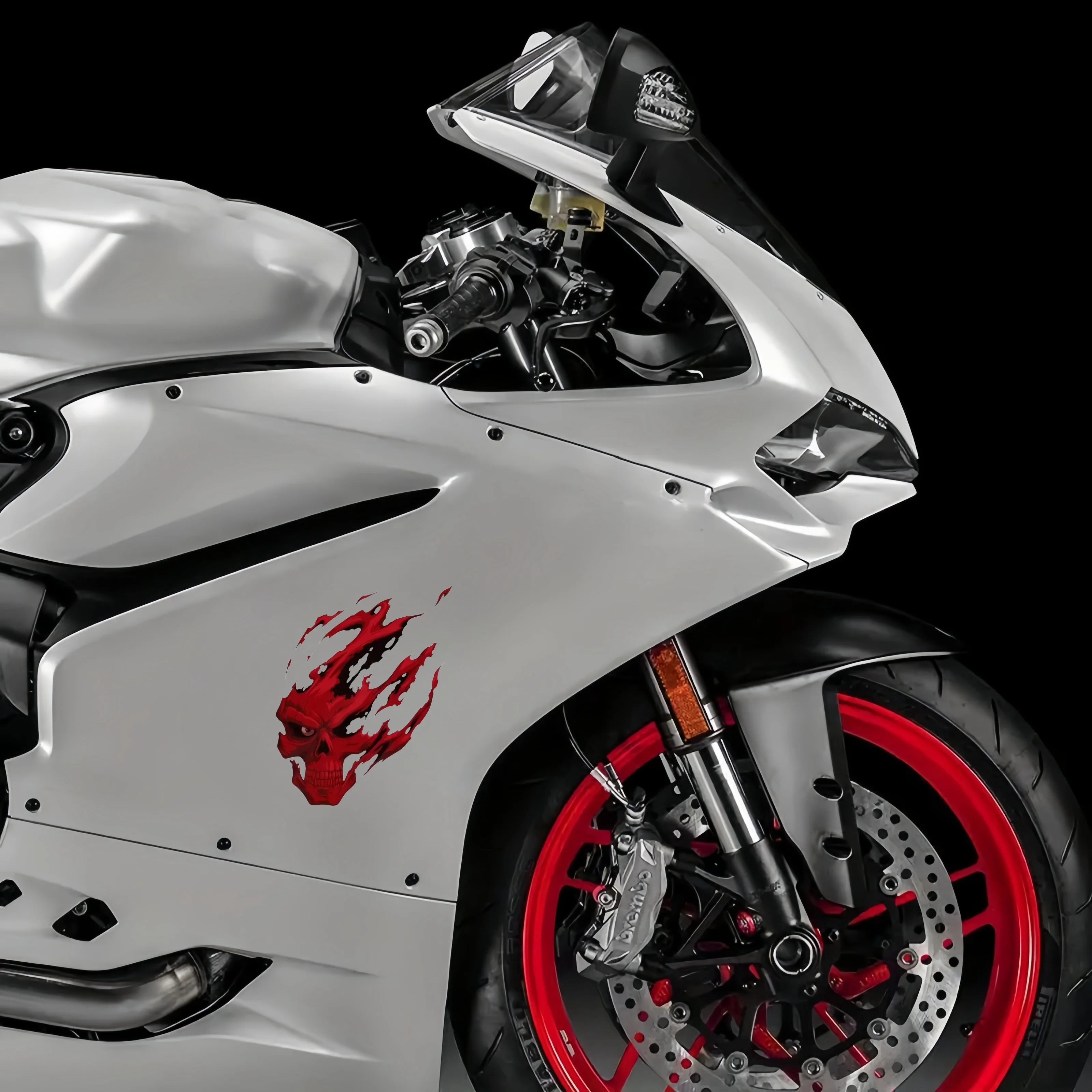 قطعة واحدة من ملصق جمجمة ناري لافتة للنار، مناسب لزراعة خارجيات السيارة وزجاجات المياه وصفحات المجلات وظهر الهاتف #5